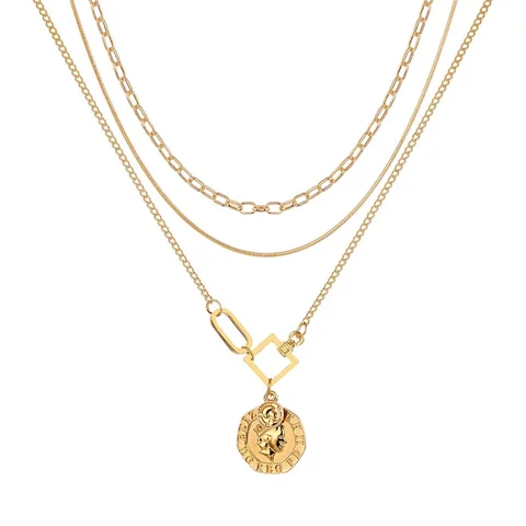 New Vintage Snake Chain Multilayer Necklace For Women Coin Avatar Pendant Necklace Fashion Statement Gift Jewelry