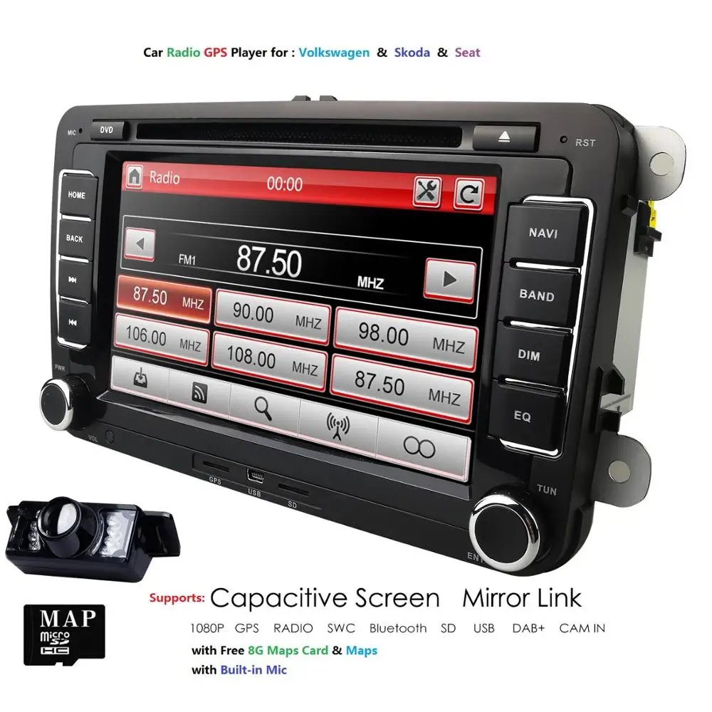 7''2Din Car DVD Player Radio GPS Navigation For VW Golf Polo Jetta Touran Mk5 Mk6 Passat B6 Stereo Bluetooth SWC RDS Mirror-Link