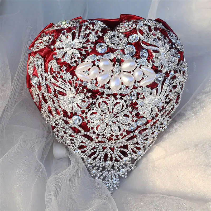 Advanced Customization Dark Red Rose Artificial Flowers Wedding Flower Bride's Wedding Bouquet With Hand Holding Flower W520 Advanced Customization Dark Red Rose Artificial Flowers Wedding Flower Bride's Wedding Bouquet With Hand Holding Flower W520