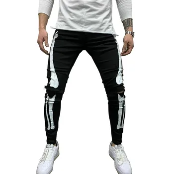 

MORUANCLE Men Hi Street Destroyed Jeans Pants With Holes Fashion Painted Ripped Denim Trousers Fashion Streetwear Size 28-40