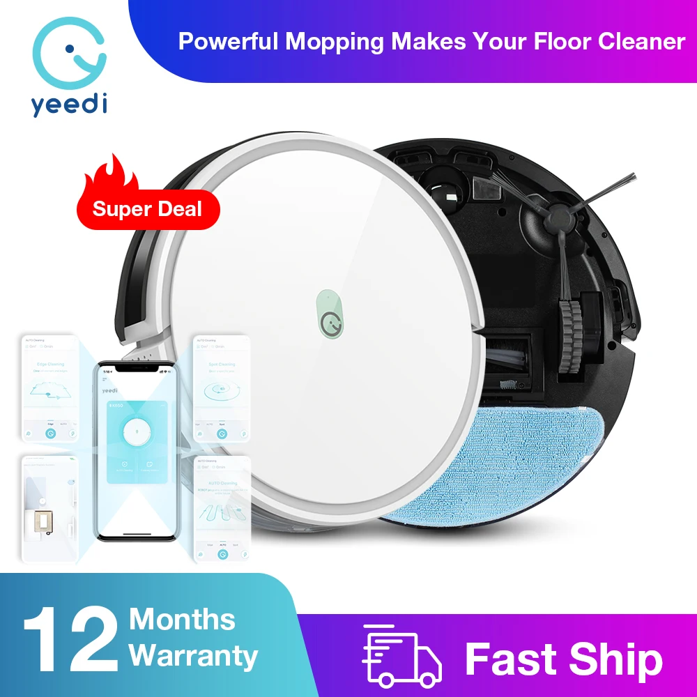yeedi k650 Robot Vacuum Cleaner 2000Pa Suction Sweeping Mopping 3in1 Smart Route APP Control Auto Charge For Home Floor Carpet