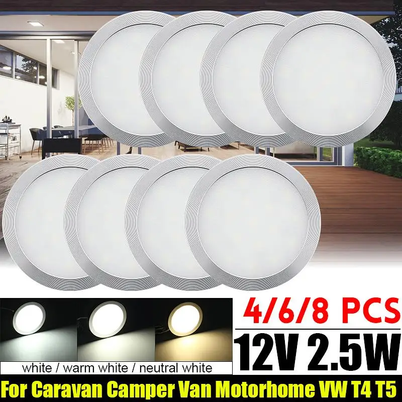 8x Interior LED Spot Lights For VW T4 T5 Camper Van Caravan Motorhome light 12V 