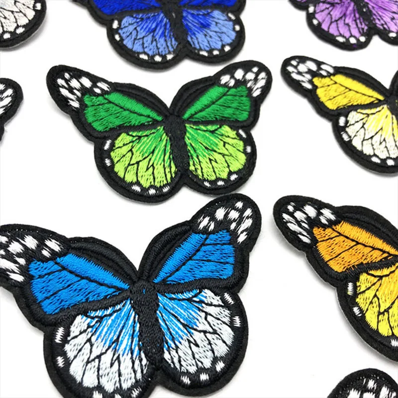 10 шт 7*4 см Вышивка нашивки для одежды многоцветная вышитая заплатка в виде бабочки Аппликации значок наклейки для одежды