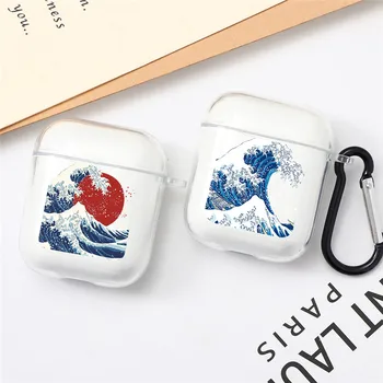 

The Great Sea Wave Pattern Clear Soft Cover For Airpods 1 2 3 Pro Case Bluetooth Wireless Earphone Case Charging Box Case Bags