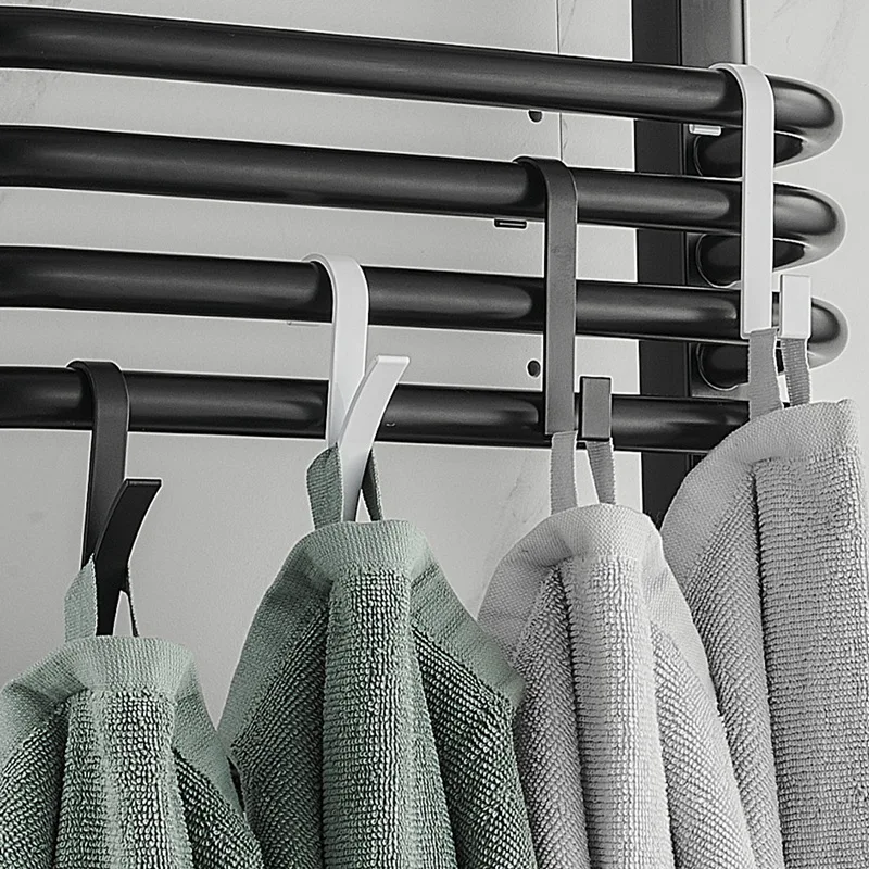4PCS Bathroom Hanger Clips Heated Towel Radiator Rail Hook Holder Multifunction Drying Rack Hook Towel Clothes Storage Hanger