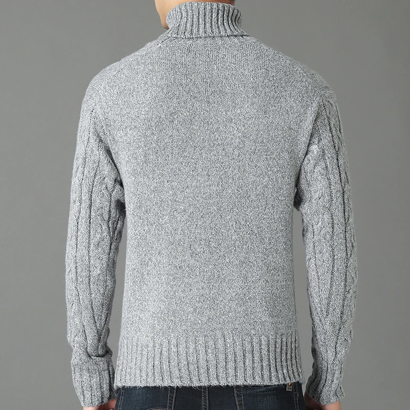Новинка, толстый теплый зимний вязаный свитер с высоким воротом, Мужская одежда, трикотажный пуловер, мужские свитера, мужская мода 02154