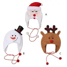 Зимняя Рождественская шапка-ушанка для взрослых и детей, плюшевая шапка с изображением Санта-Клауса, оленя, снеговика