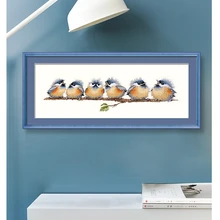 Needlework,DMC color Cross stitch Embroidery kit,A line of colorful birds family Cross-Stitch handwork painting gift