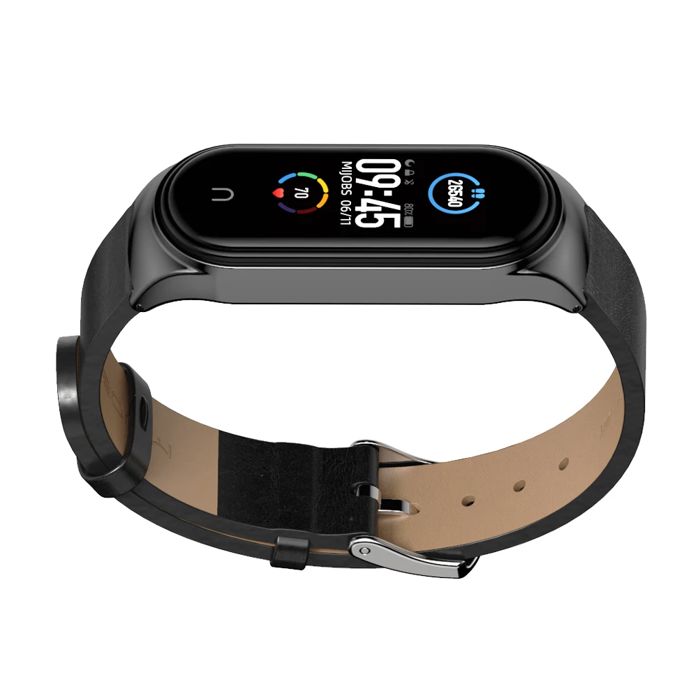 Браслет из ПУ кожи для Mi Band 5 4 3 наручный металлический браслет Xiaomi
