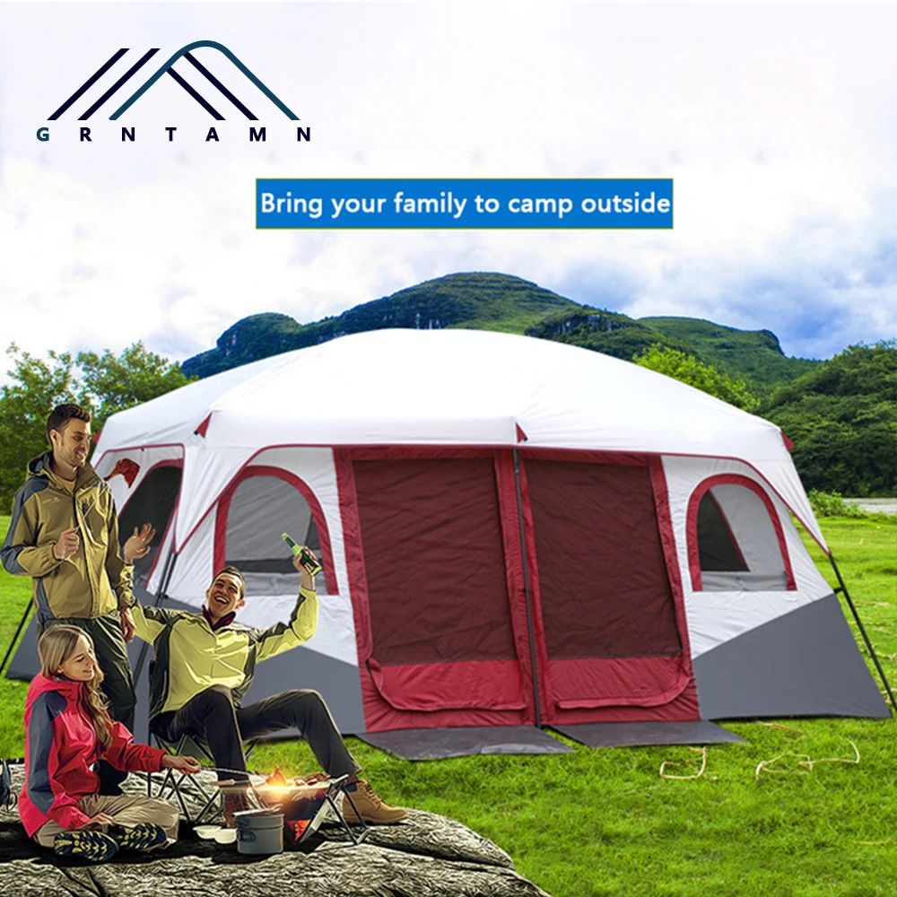 GRNTAMN 대형 가족 캠핑 텐트 방수 캐빈 야외 텐트 8 10 12 인용 이벤트 마키 텐트large family