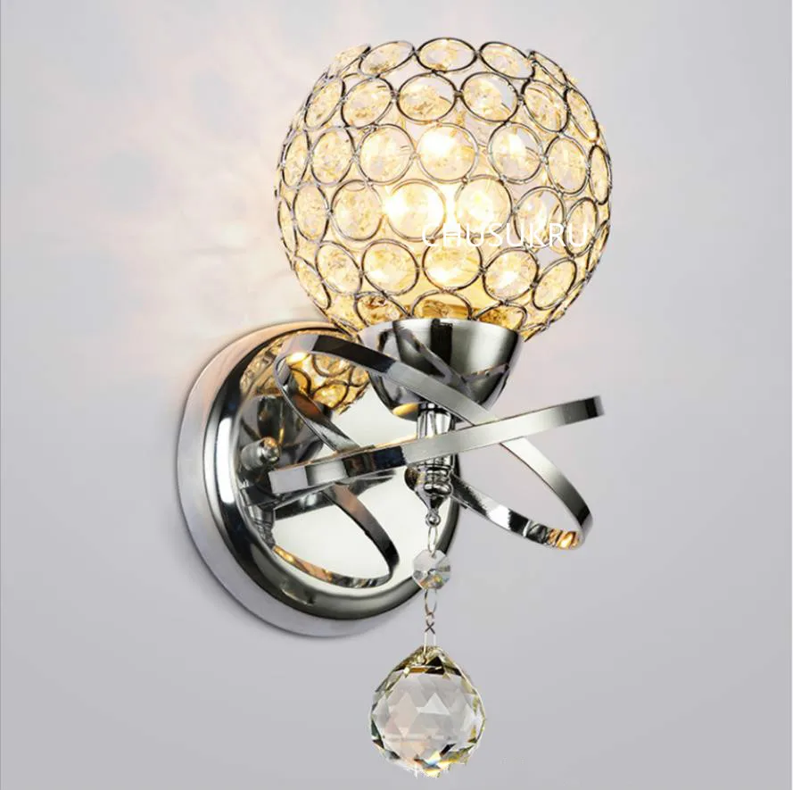 E14 Настенный Бра кристалл настенный светильник простой и креативный прикроватный Хрустальный настенный светильник для спальни освещение золото/серебро для дома Ligting
