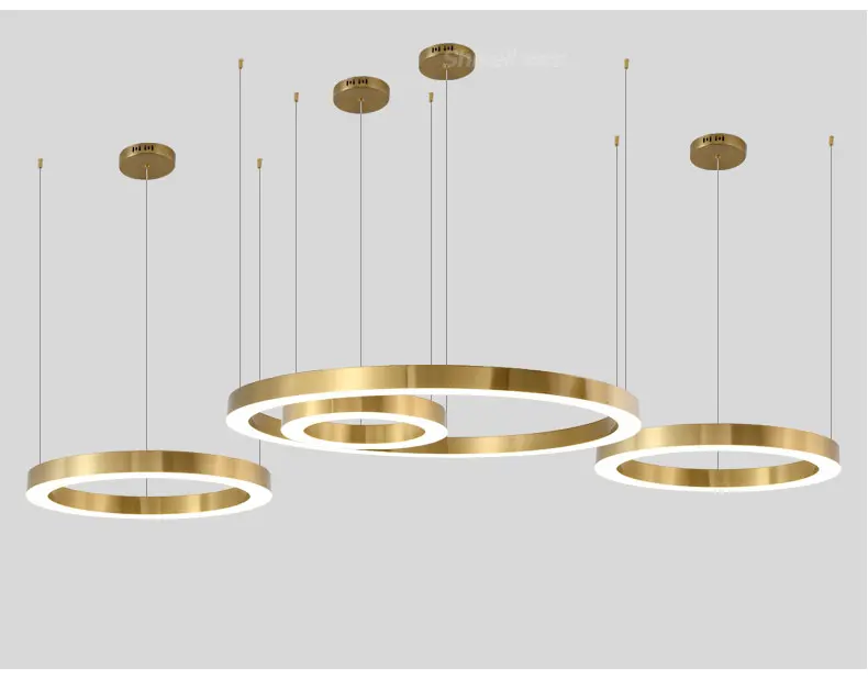 Современный минималистичный набор колец с золотым металлическим покрытием DIY люстра для украшения гостиной светодиодный светильник с регулируемой яркостью теплый белый