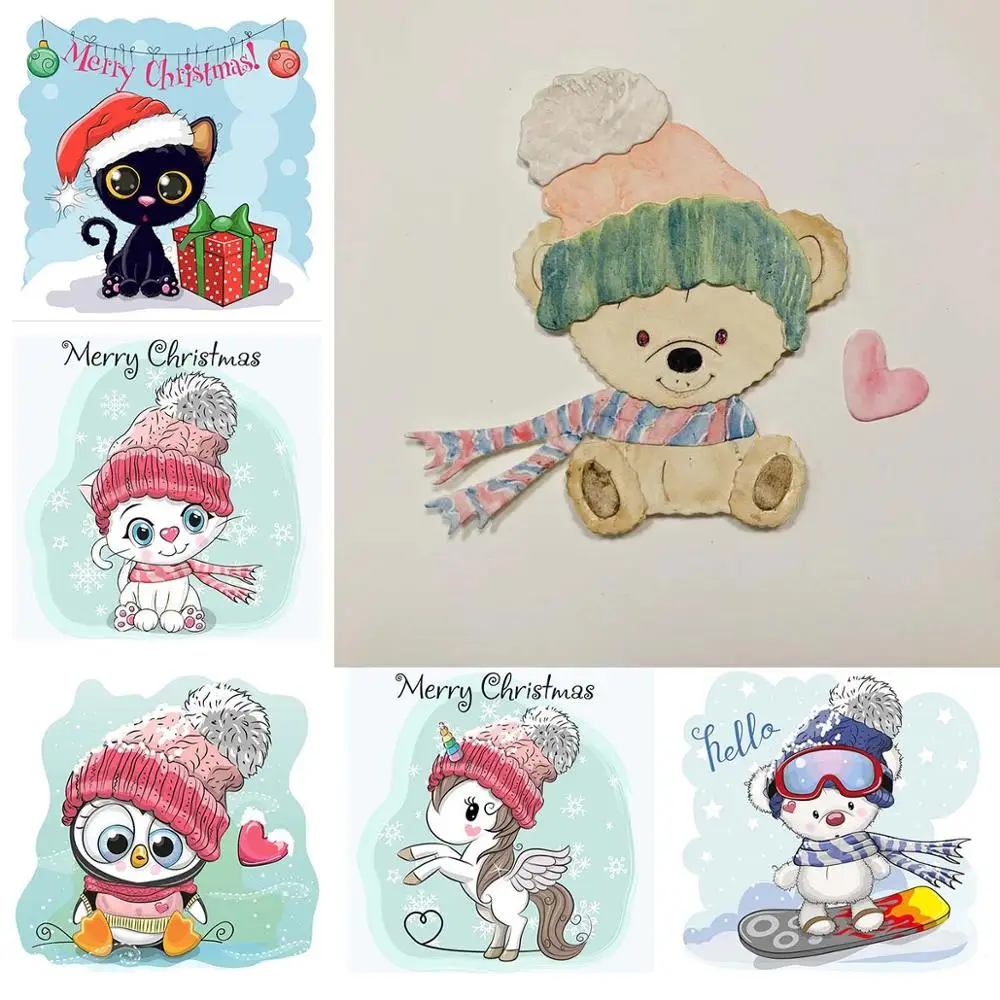 

Christmas dies Cute cartoon penguin sitting metal dies for card making frame dies scrapbooking new arrival 2019