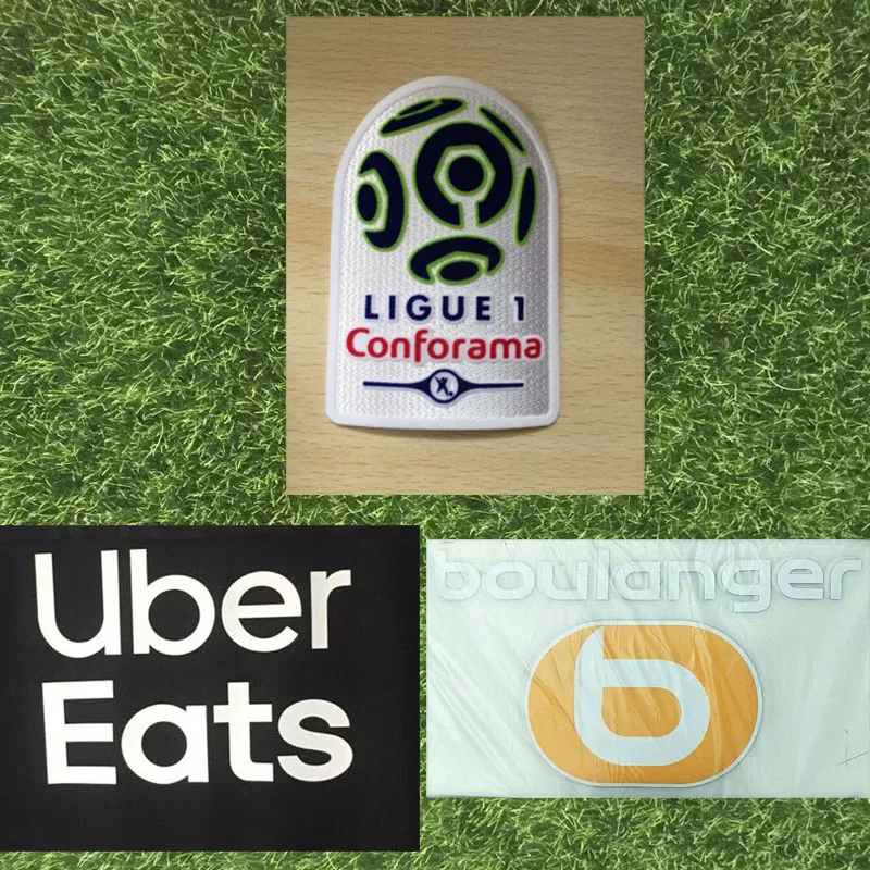 Марсель спонсор UBER EATS Patch Boulanger спонсор и Ligue 1 патч футбольный значок