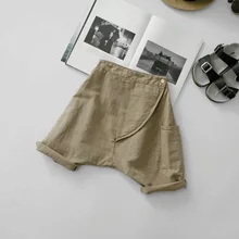 Летние новые стильные детские хлопковые льняные брюки-Капри; han ban вогнутые модельные хлопковые льняные брюки с отворотами; Брюки-Капри