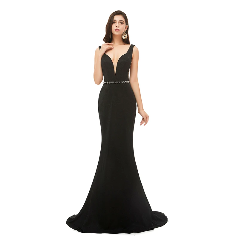 

Sexy Mermaid V-neck Evening Dresses Long Party Dress Black Evening Gowns Mother Of The Bride Dresses Formal Dress Women Elegant