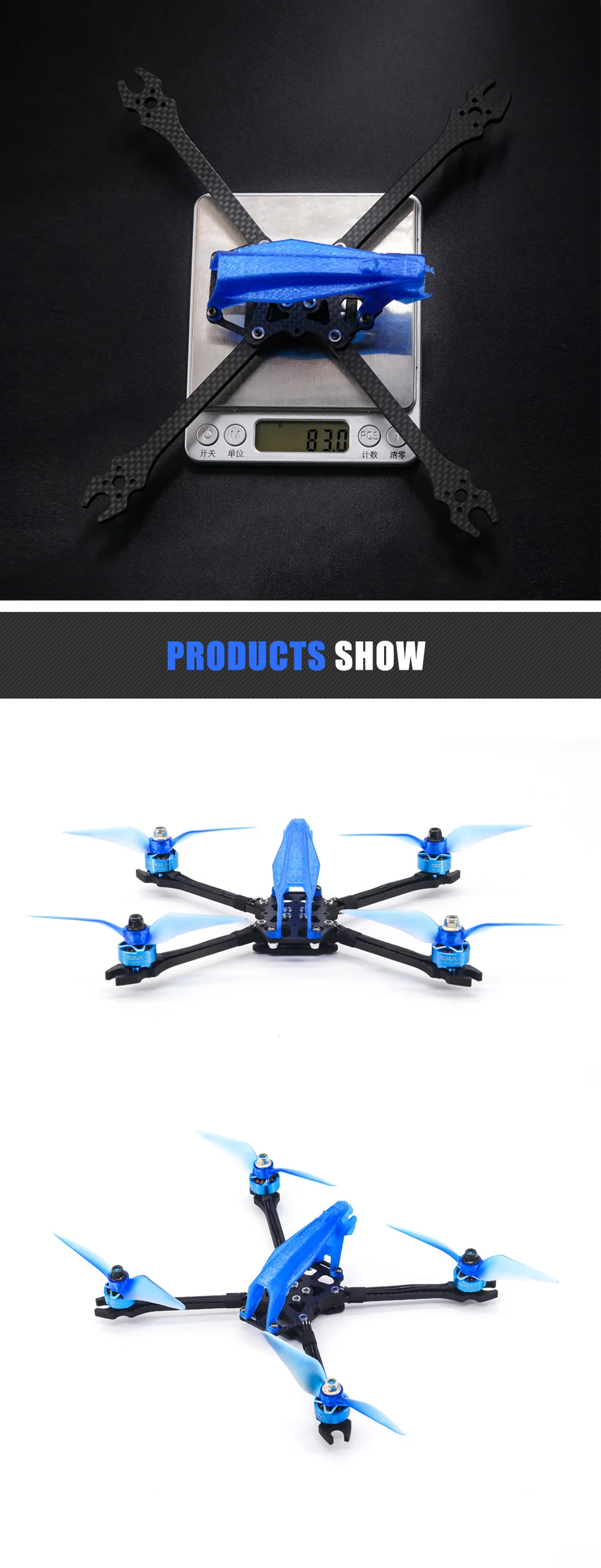 5inch FPV Frame Kit - Gyarados 230mm fpv frame 5inch toothpick T700 carbon fiber fpv racing drone frame kit for novice RC Racing Drone 12
