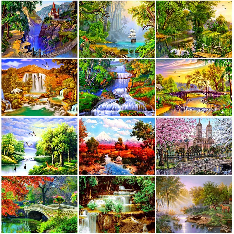 

Sale 5D Diamond Painting Landscape Series Patterns Cross Stitch Full Diamond Embroidery Rhinestone Mosaic Picture Home Deco gift