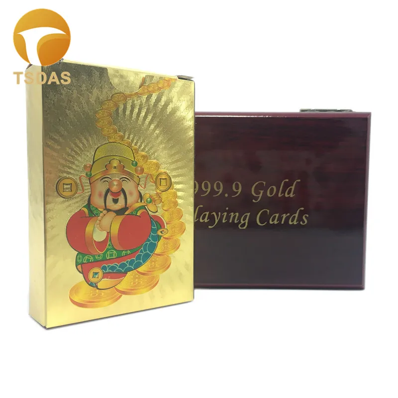 

24k Gold Plated Playing Cards Engraved The God of Wealth Pattern, High-grade Leisure Game Poker Card Gift Box With Certificate