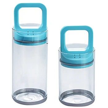 

2Pcs Pull Type Glass Food Storage Bottlevacuum Sealed Can Creative Heat Resistant Miscellaneous Grains Storage Tank Storage Cup