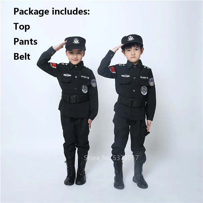 Disfraz de policía Swat para niños, uniforme de fuerzas especiales, traje  táctico de combate, ropa del ejército - AliExpress