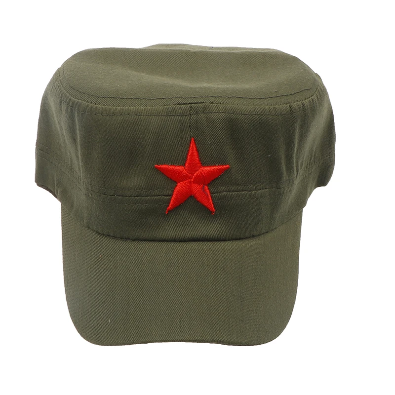 Military Cap For Men Women Red Star  Cotton Vintage Hat Men's Flat  Leisure Captain Cap