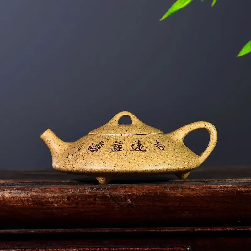 

undressed ore golden sesame period of mud stone gourd ladle pot lettering stone gourd ladle with three legs 150 ml
