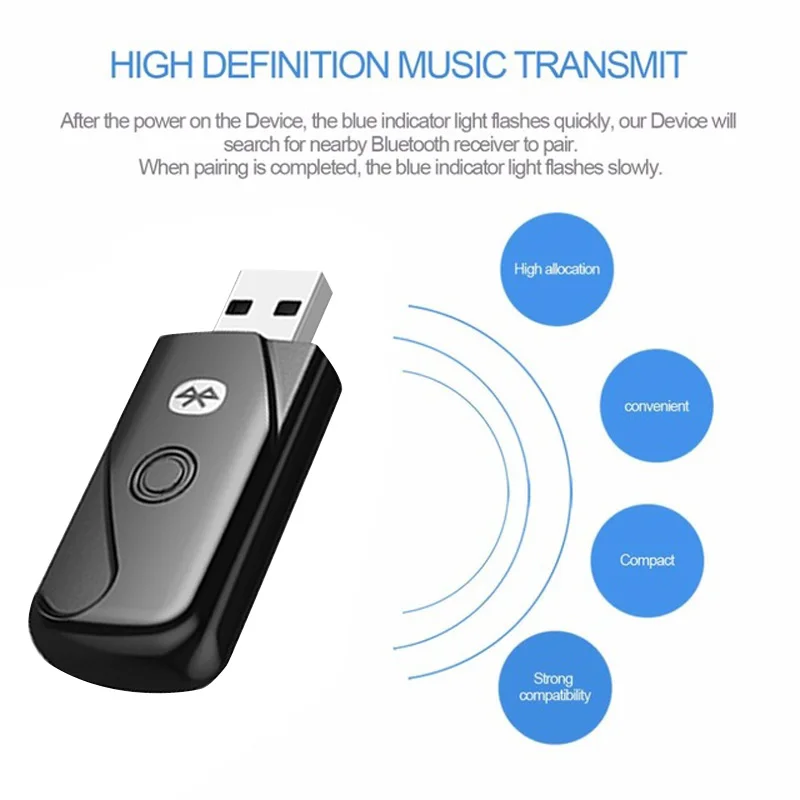 Длинный диапазон USB Bluetooth 4,2 аудио передатчик адаптер для ПК ноутбук беспроводной передатчик приемник VDX99