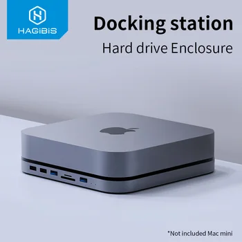 Hagibis USB-C Hub with SATA Hard Drive Enclosure for Mac mini USB 3.0 hub for 2020 NEW Mac mini M1 Type-C SSD Case SD/TF Reader 1
