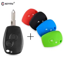 KEYYOU-funda de llave de control remoto para coche, carcasa Fob de 2 botones para protector antipolvo para Renault Clio DACIA 3 Twingo Logan Sandero Modus con cuchilla sin cortar NE72