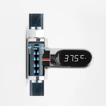

LED Digital Thermometer Bathroom Shower Faucets 360 Rotate Real-Time Temperature Monitor JA55