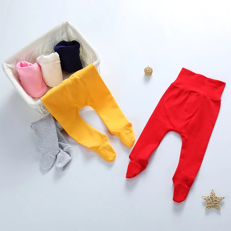 0m-36m Baby  High Waist Footed Pants Newborn Baby Boy Girl Leggings Infant Spring Autumn Pants Sleeper Baby Trousers pajama