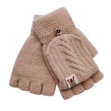 Baby Winter Gloves Child Kids Girl Boys 2-8 Years Half Finger Flip Cover Gloves Boy Warm Children Mittens Knitted Gloves