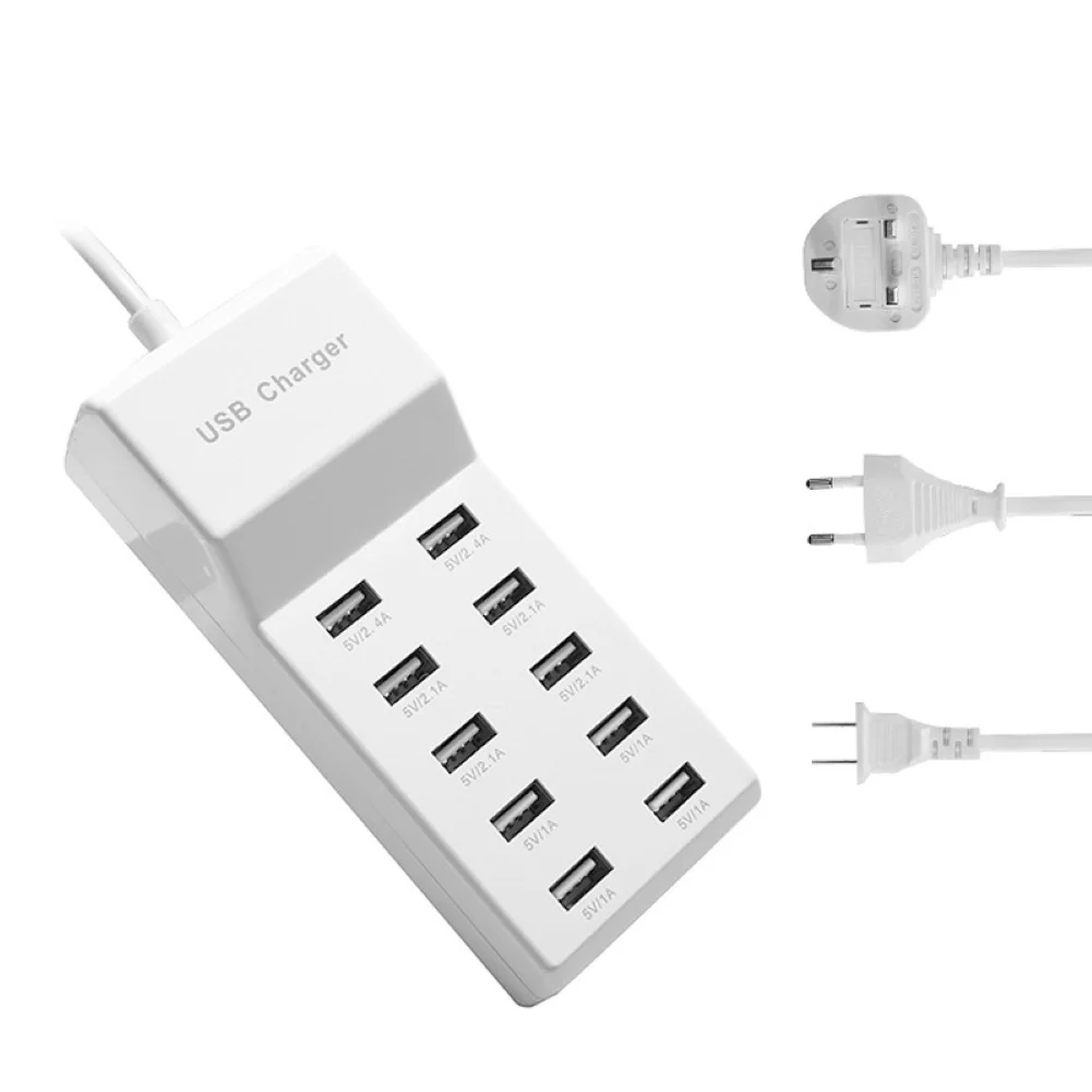 Usb концентратор портативный USB 3,0 высокоскоростной разветвитель 10 портов 5 в 2A зарядка настеная AC зарядное устройство с адаптером док-станция зарядное устройство 1 м