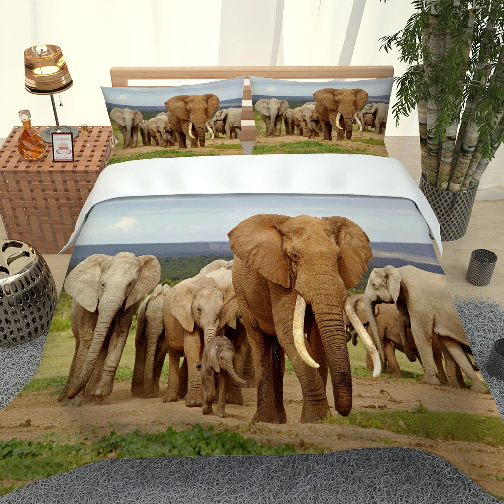 

2020 Hot Style Bedding Set 3d Digital Elephants Pattern 2/3pcs Duvet Cover Set Single Twin Double Full Queen King Bedding