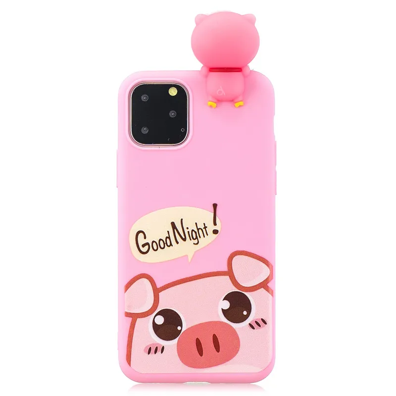 Kawaii панда Единорог кошка чехол с рисунком свиньи для Coque iPhone 11 чехол 3D Мягкий ТПУ чехол для Funda iPhone 11 Pro Max чехол для женщин ребенок - Цвет: Pig