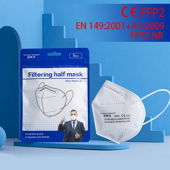 

50 pcs/bag CE FFp2 KN95 Face Mask PM2.5 Anti-fog Strong Protective Mouth Mask Respirator Reusable