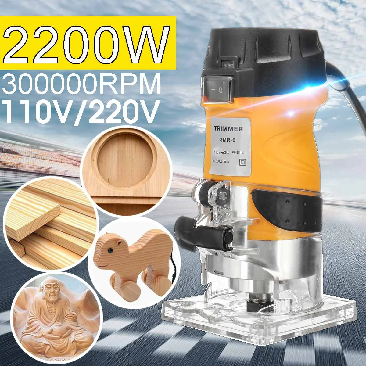2200 Вт 30000 об/мин деревообрабатывающий DIY Электрический обрезной станок Бытовой Алюминиевый сплав Электрический гравировальный слот машина