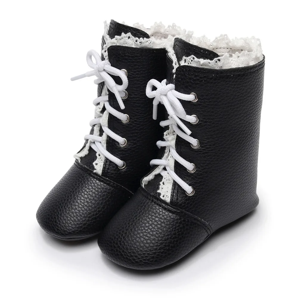 Детская обувь для новорожденных; однотонные зимние ботинки из искусственной кожи для мальчиков и девочек; теплая мягкая обувь для новорожденных на резиновой подошве; Bebek Ayakkabi