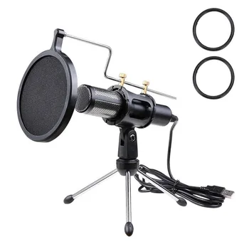 

Condenser USB Microphone with Tripod Mic Stand for Game Chat Studio Recording Computer Professional for Audio Vocal Record