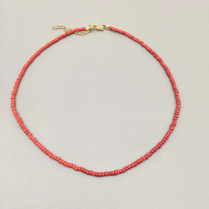 Простое Семя Ожерелье из бусин женские струна из бисера Короткое женское ожерелье ювелирные изделия 16 дюймов Чокеры ожерелье подарок