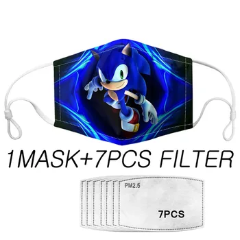

INSTANTARTS Kids Adults Fashion Masks Sonic Cartoon Printed Masque with 7pcs PM 2.5 Filters Mascara Anti Haze Dust Mascarillas