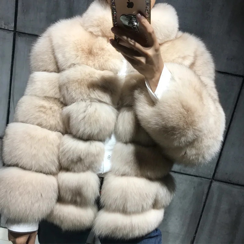 Женская куртка из натурального меха, женская шуба из натурального меха, качественная шуба из лисьего меха