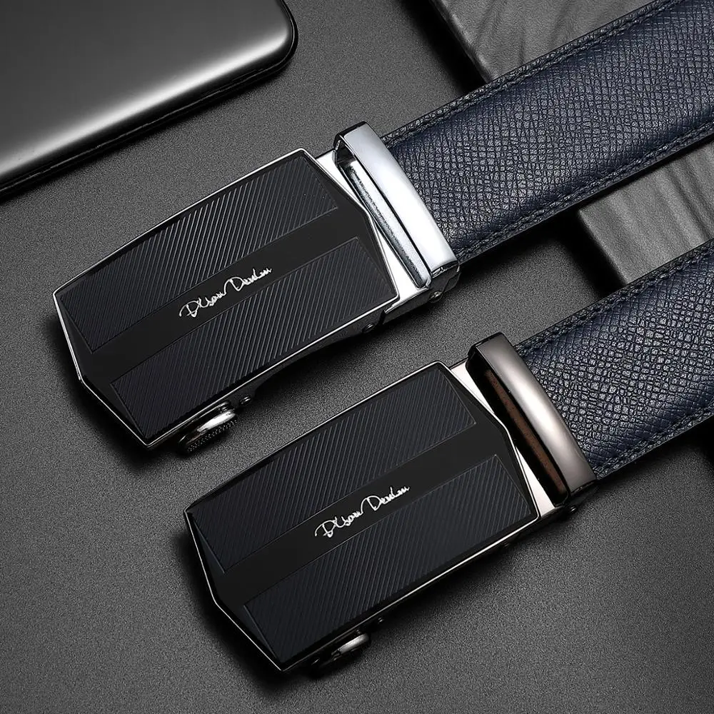 BISON DENIM, мужской ремень из натуральной кожи, сплав, автоматическая пряжка, роскошный, первый слой, коровья кожа, кожаный синий ремень для мужчин, N71511