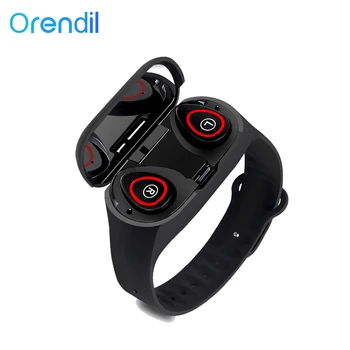 

Orendil Smart Watch with Bluetooth Earphone Heart Rate Monitor， Blood Pressure Sport Smart Wristband for IOS Android Phone