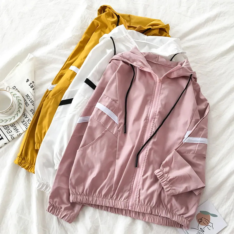 Женская куртка с капюшоном ZQLZ белая Повседневная пляжная в стиле Харадзюку для