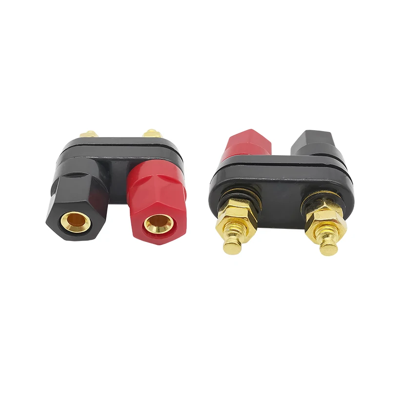 

Gold Plated Banana Speaker Plug Jack Terminal Double Binding Post Connector Dual 2-Way 4mm Red Black Amplifier Banana Plug