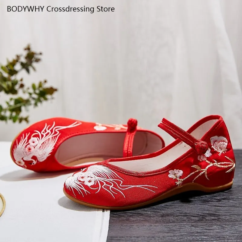 

Ханбок обувь Hanfu Национальный стиль низкий каблук мягкая подошва резиновая подошва вышитые хлопчатобумажные туфли женская обувь с вышивкой