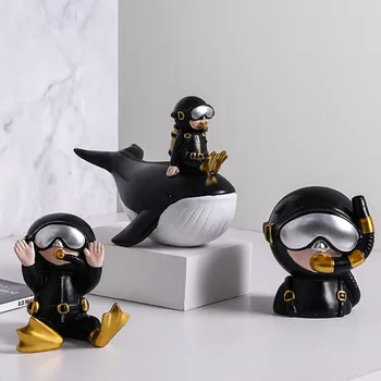 

Nordic Cute Diver Sculpture Miniature Model Resin Figurine Craft Office Decor Ornaments Home Decoration Kids Toy Birthday Gifts