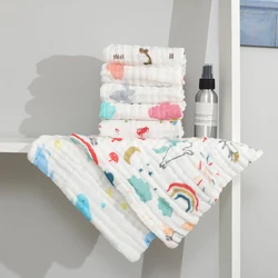 Serviettes en gaze de coton pour bébé, lot de 5 pièces, 6 couches, bavettes carrées pour nouveau né, 30x30CM, couleur aléatoire 